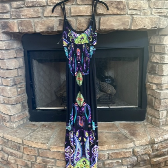 NWT Snap black and purple sundress w/ elastic waistband, adjustable straps Large - Picture 2 of 13